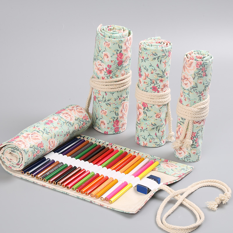 Stationery Supplier - Estuche enrollable de lona Floral con
